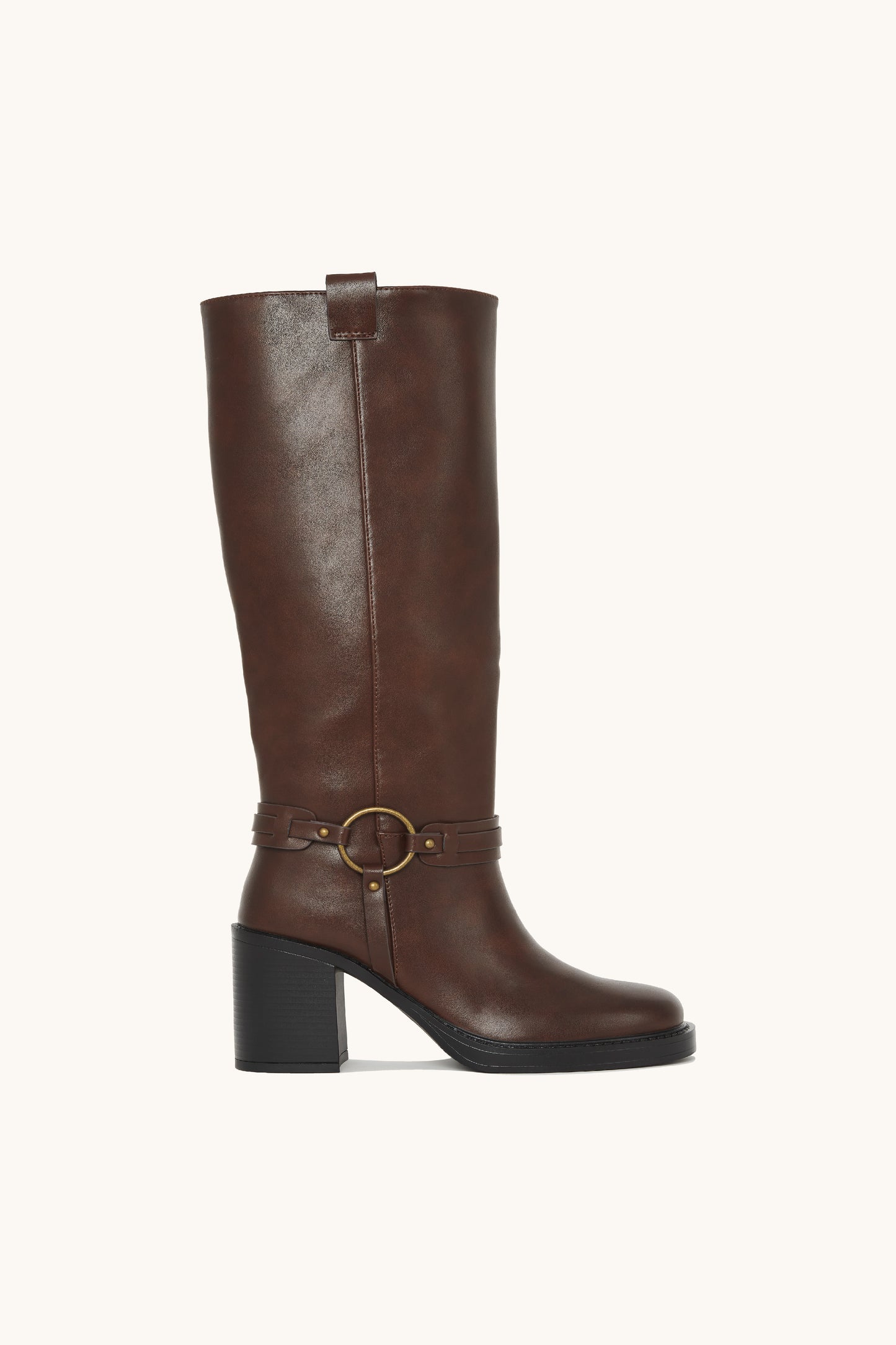 Bottes cavalières marron à anneau doré - Olivia