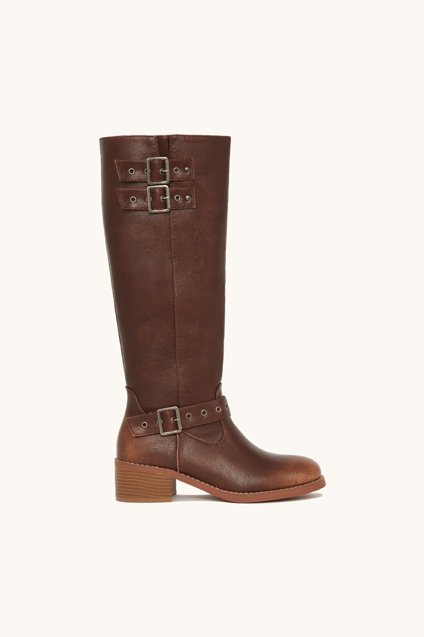 Bottes biker marrons à boucles - Maya