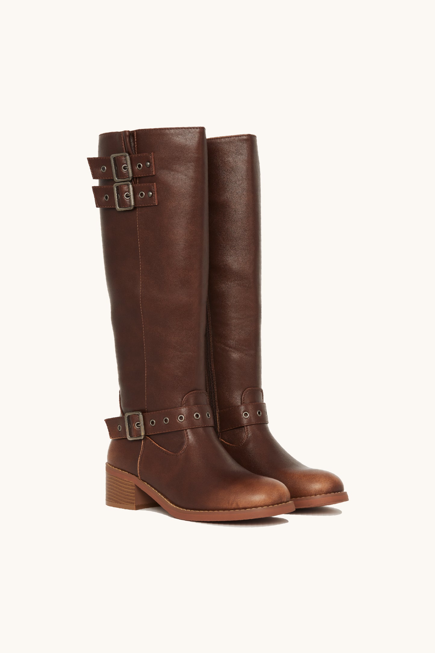 Bottes biker marrons à boucles - Maya