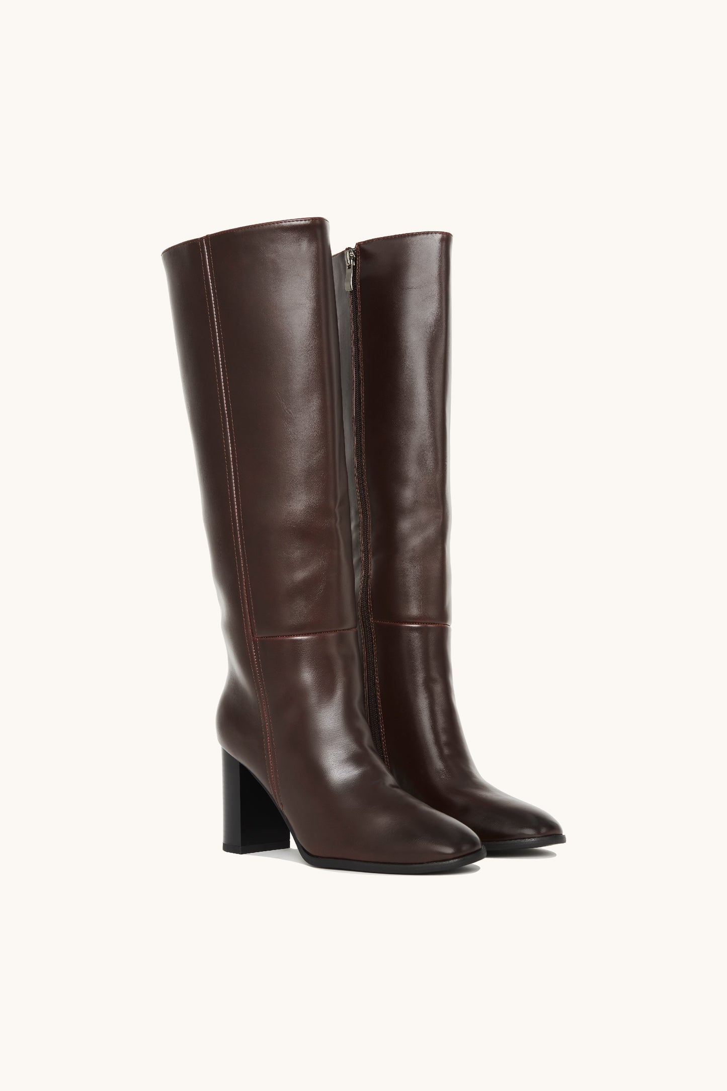 Bottes hautes marron à talon carré - Hope