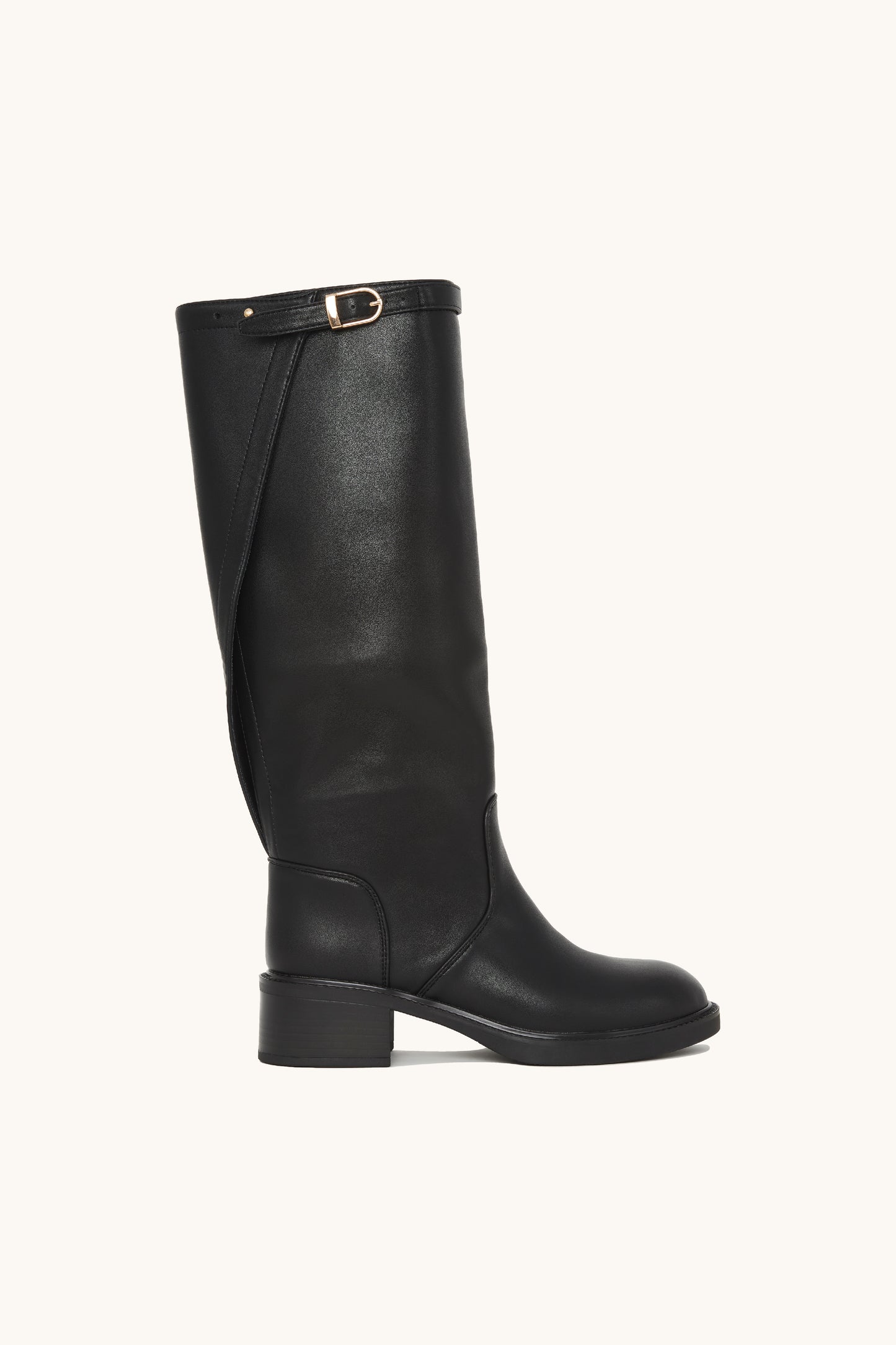 Bottes cavalières noires à boucle et ajustable - Tiffany