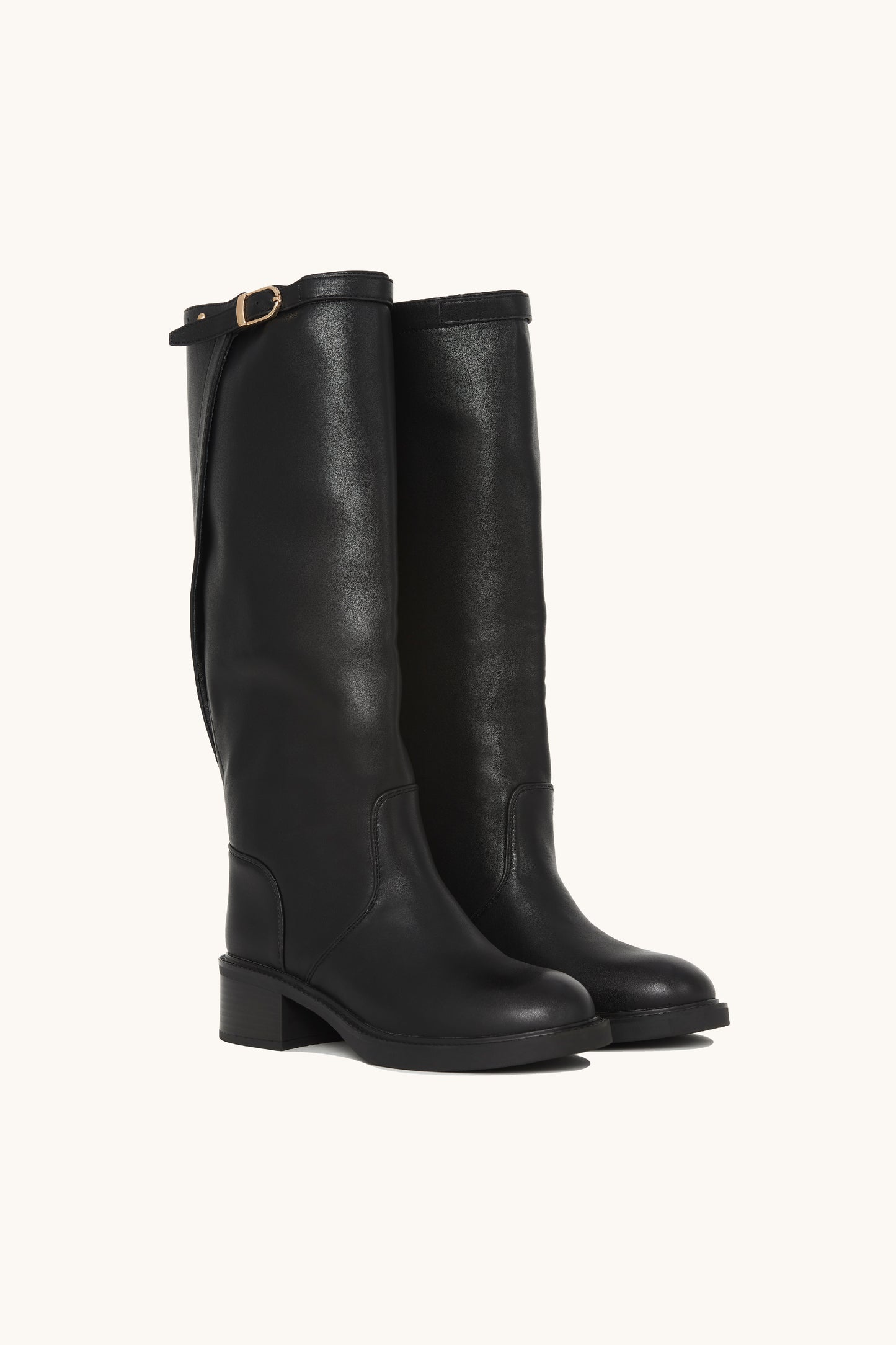 Bottes cavalières noires à boucle et ajustable - Tiffany