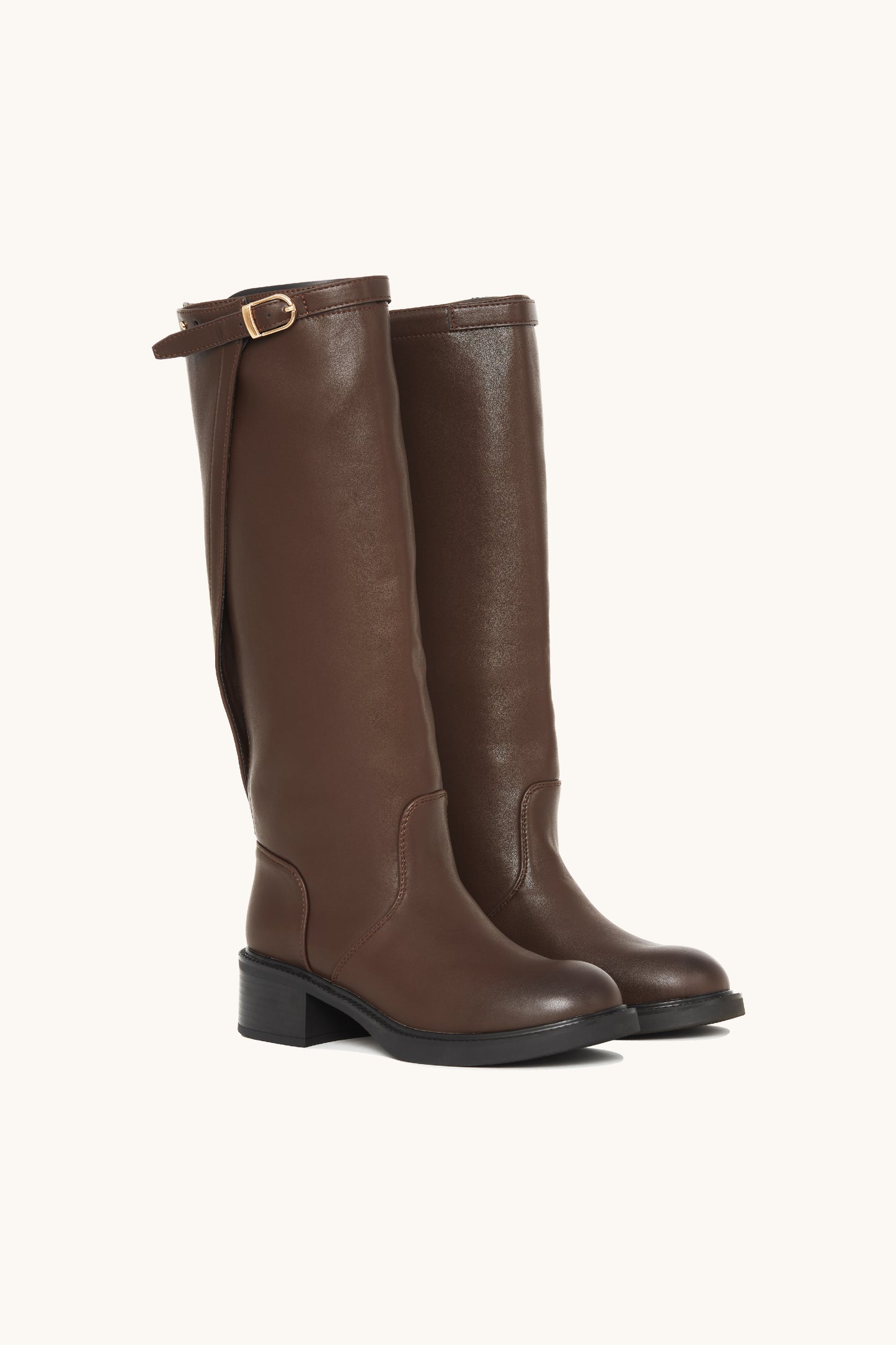 Bottes cavalières marrons à boucle et ajustable - Tiffany
