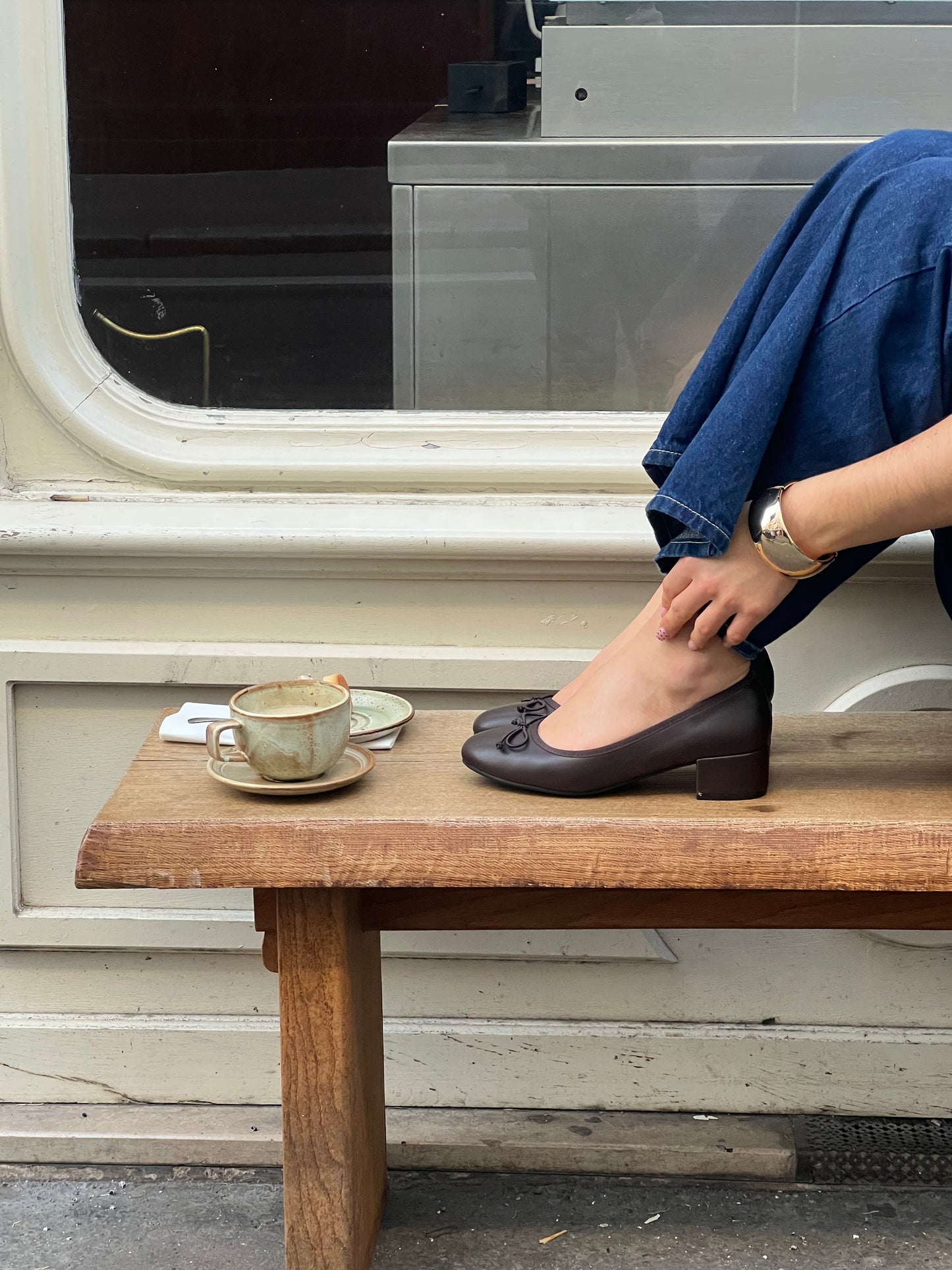 Ballerines à talons marrons