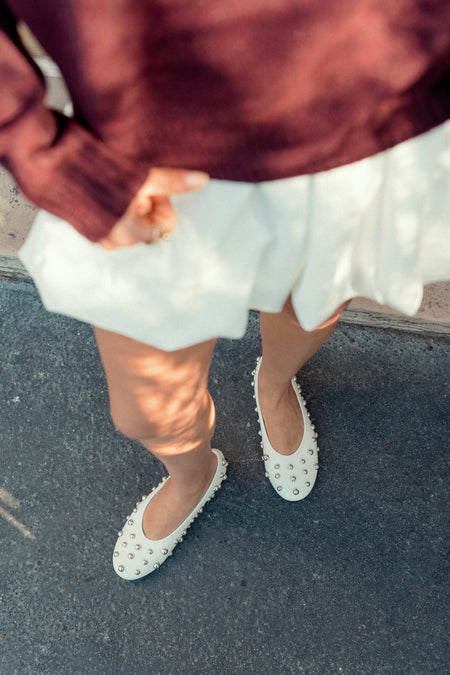 White ballerinas studded