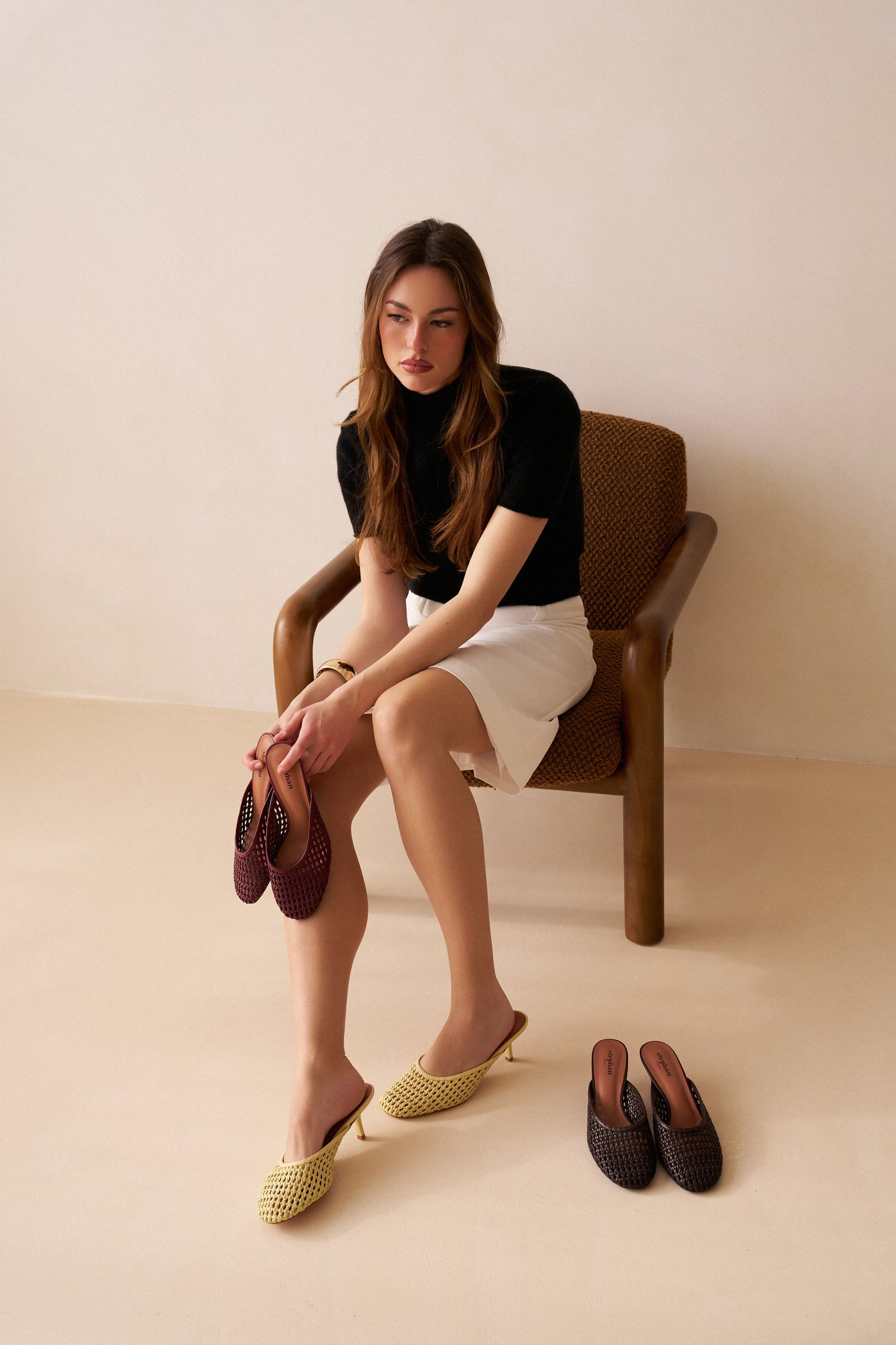 Mules tressées à talon fin  Maddy