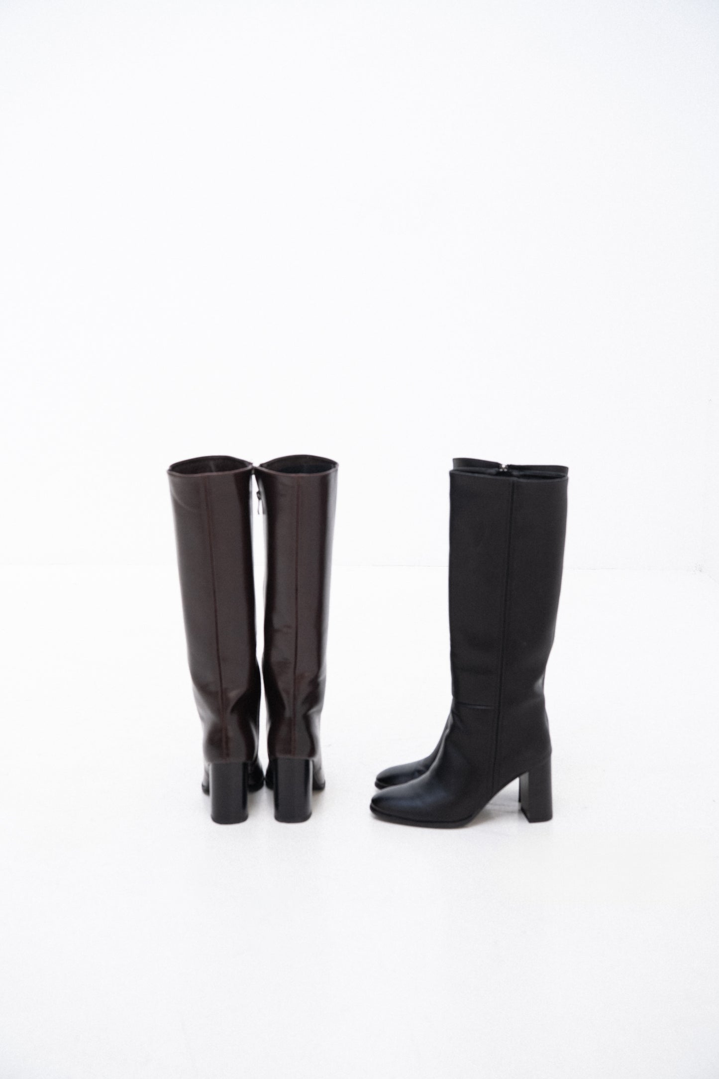 Bottes hautes marron à talon carré - Hope
