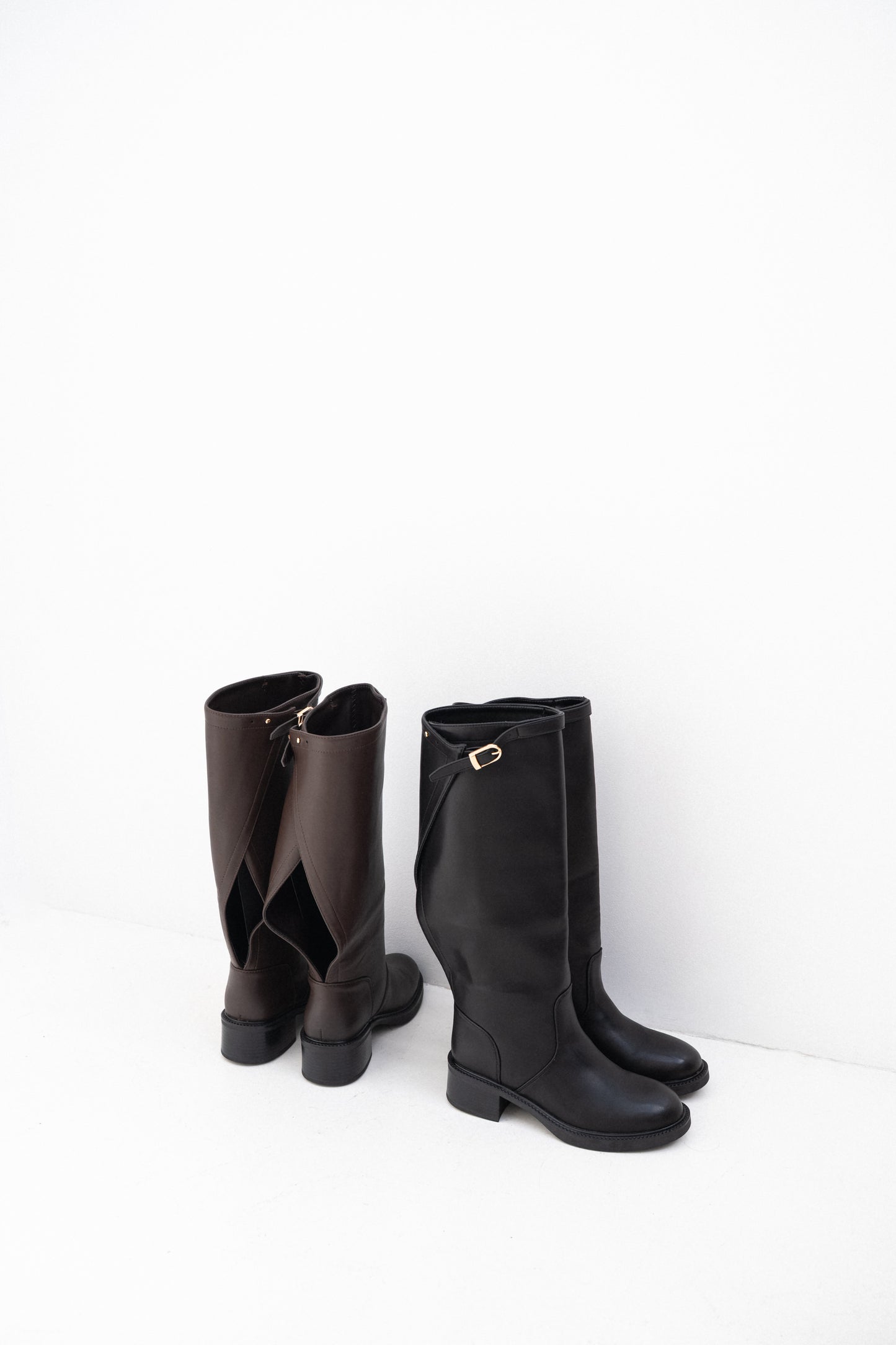 Bottes cavalières marrons à boucle et ajustable - Tiffany