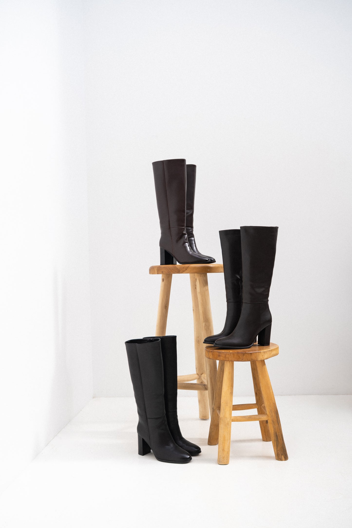 Bottes hautes marron à talon carré - Hope