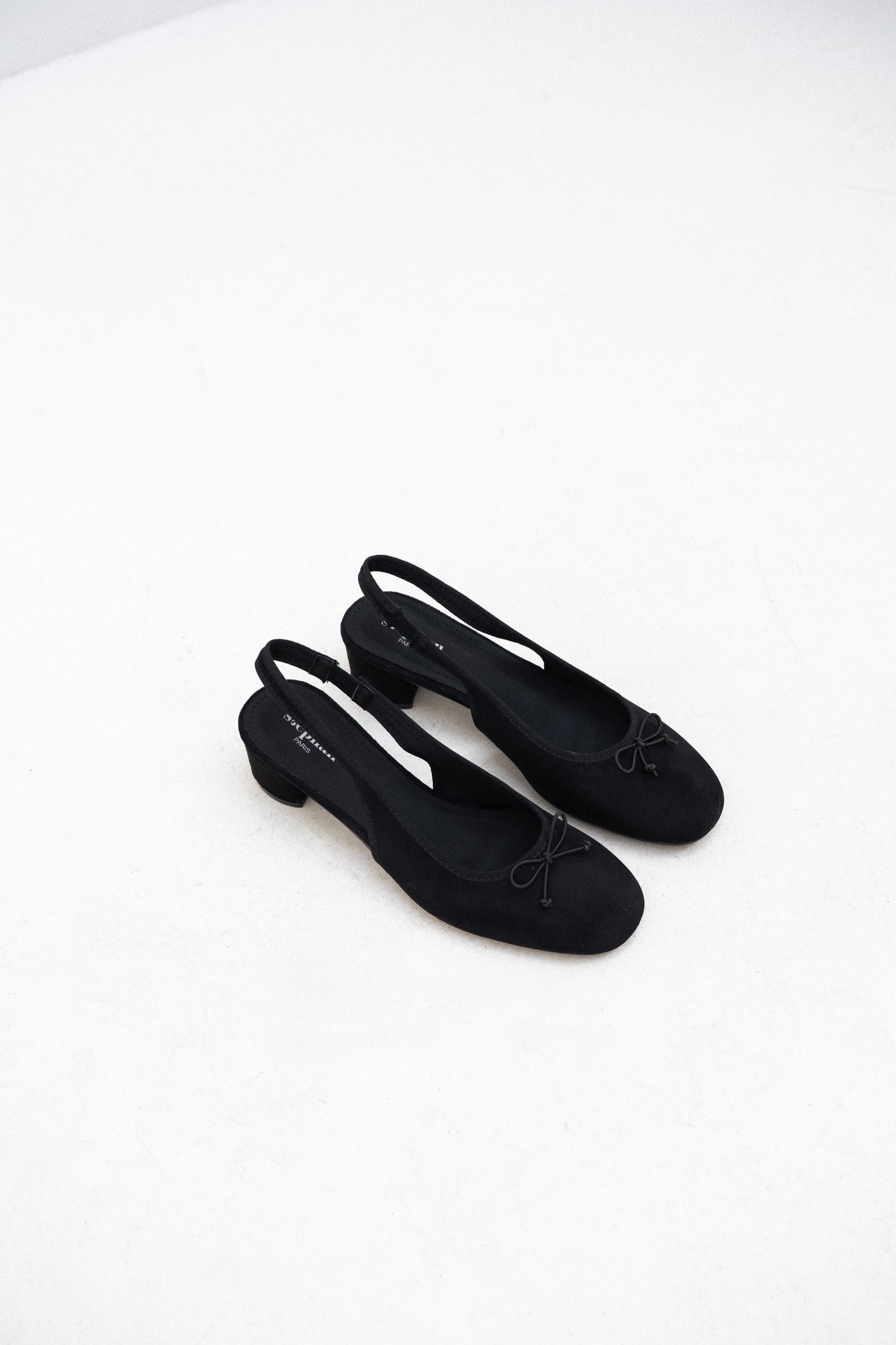 Ballerines slingback noires à petit talon - Anna