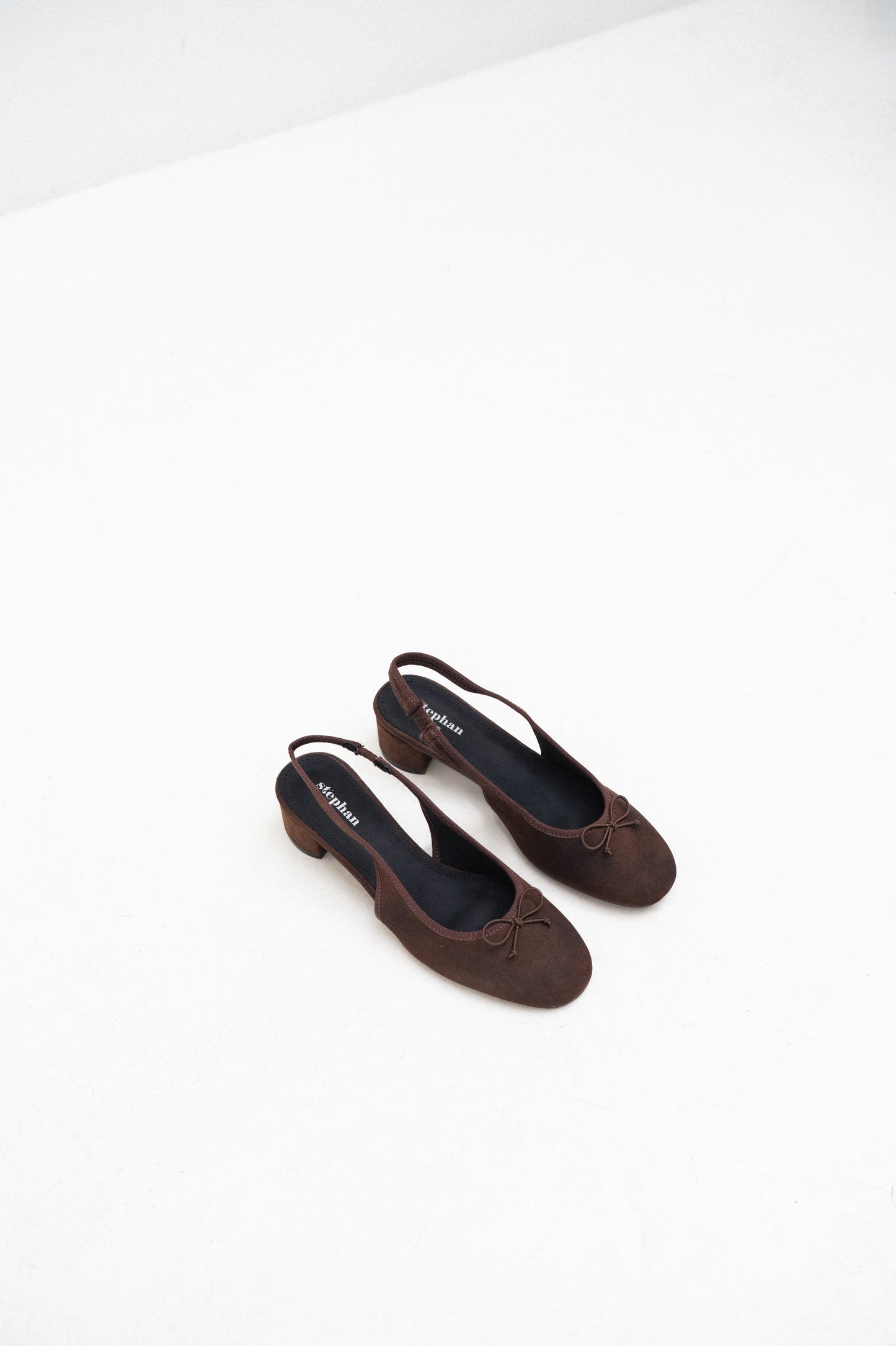 Ballerines slingback marron à petit talon - Anna