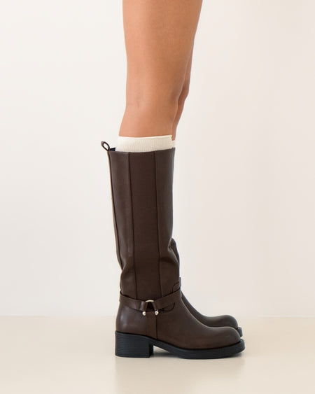 Bottes cavalières marron à brides - Carla