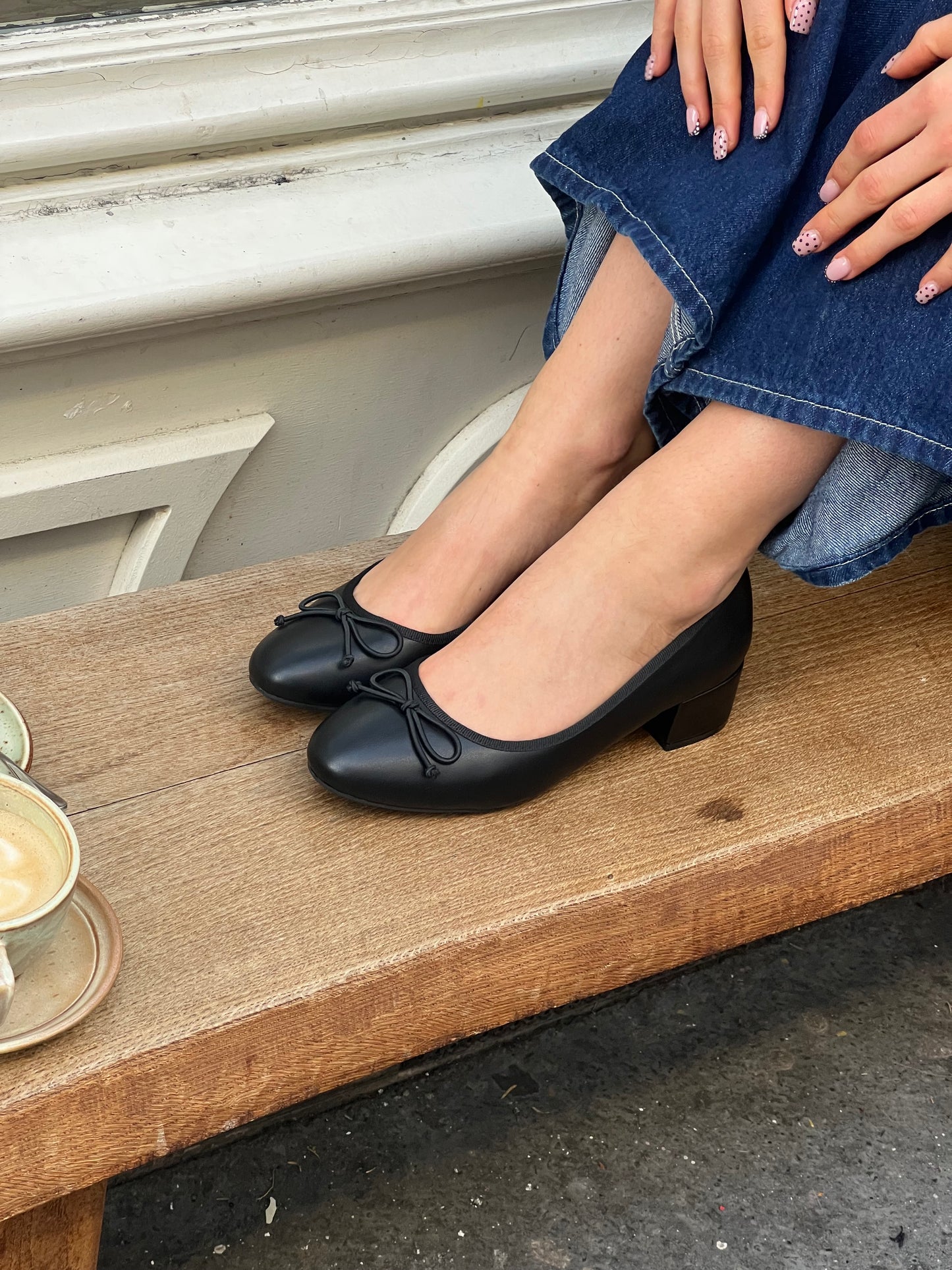 Ballerines à talons noires