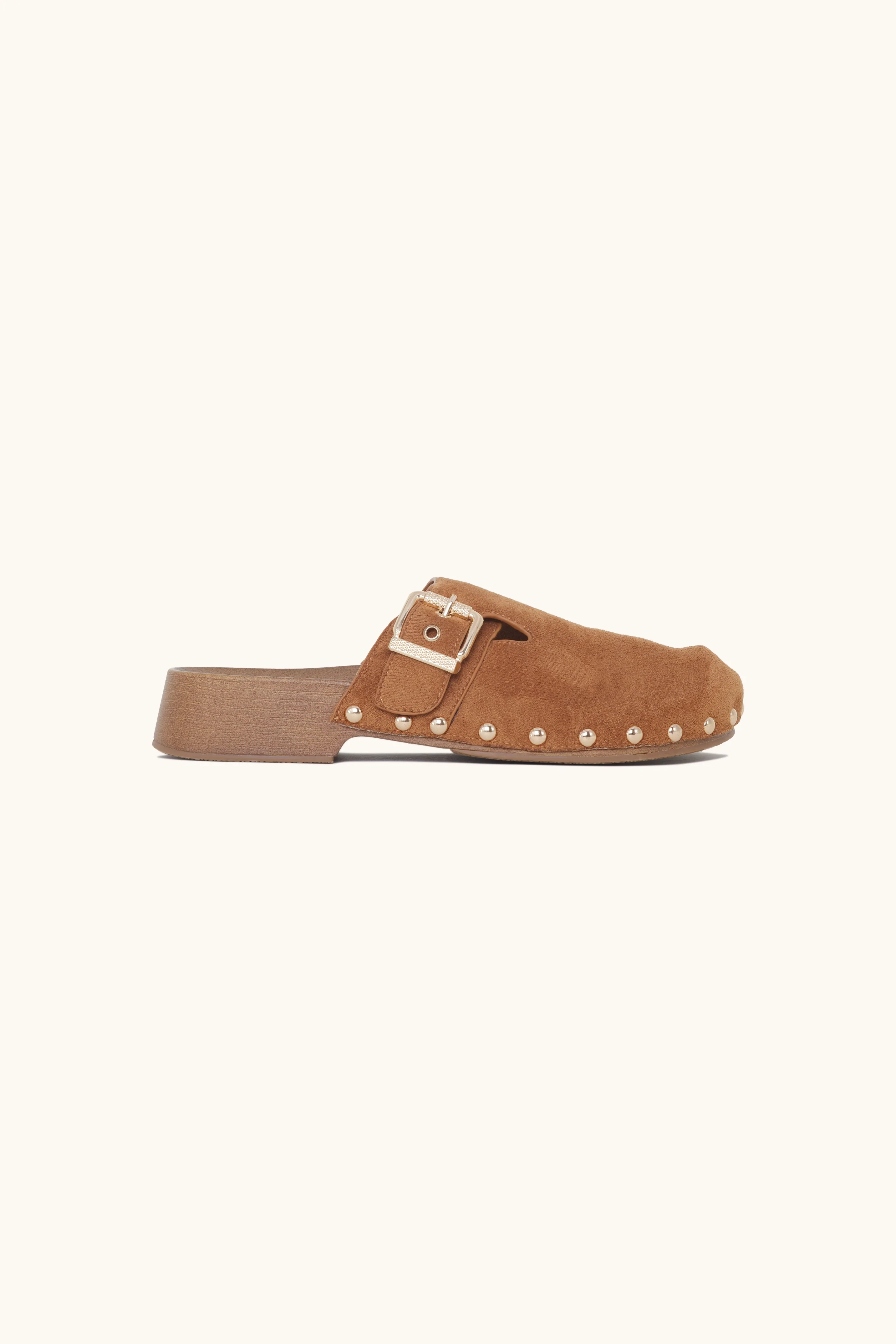 stephan Mules à talons ouverts à détail boucle camel