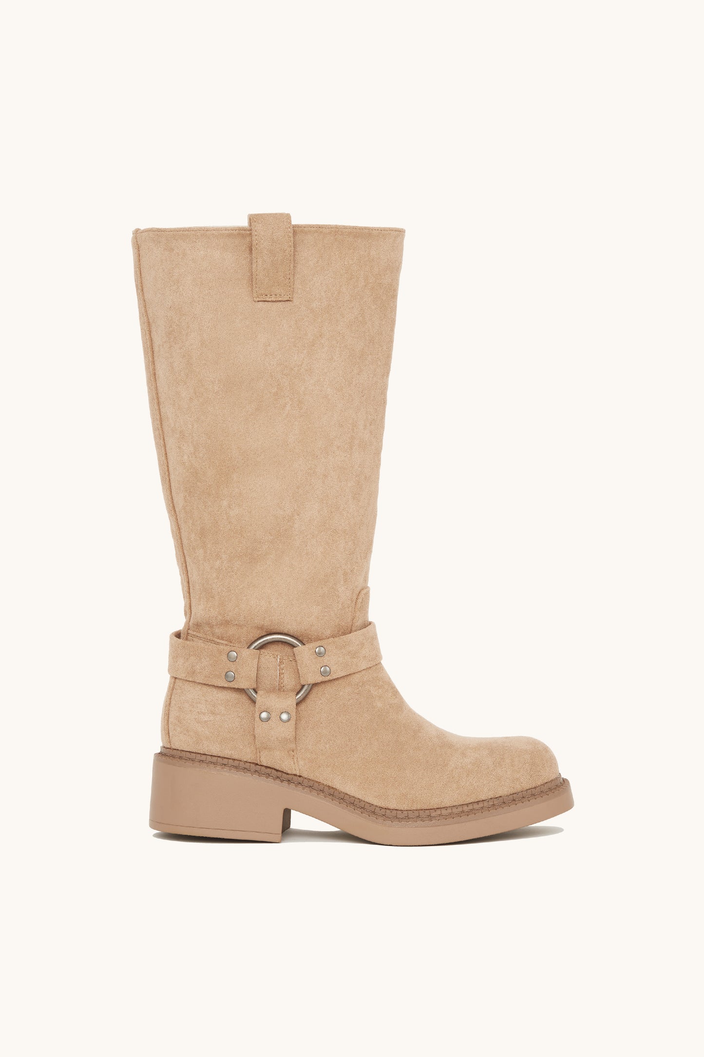 Bottes biker beiges en suédine - Bonnie