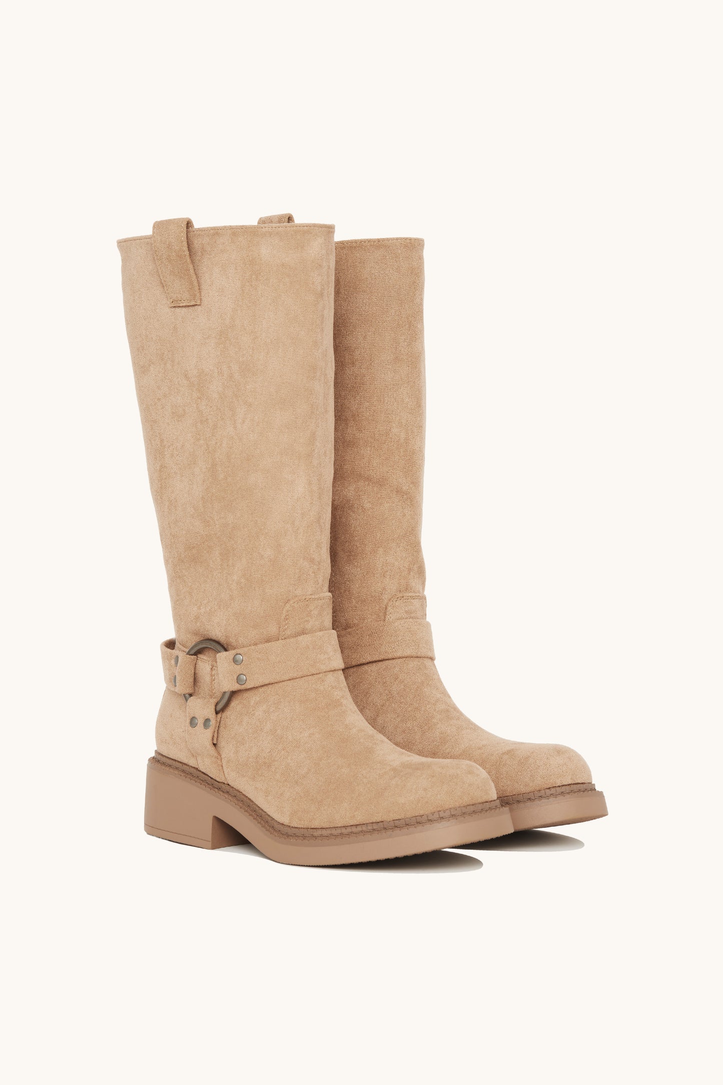 Bottes biker beiges en suédine - Bonnie
