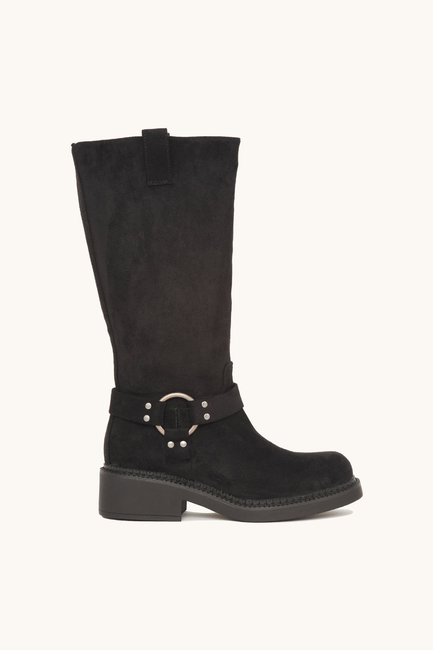 Bottes biker noires en suédine - Bonnie