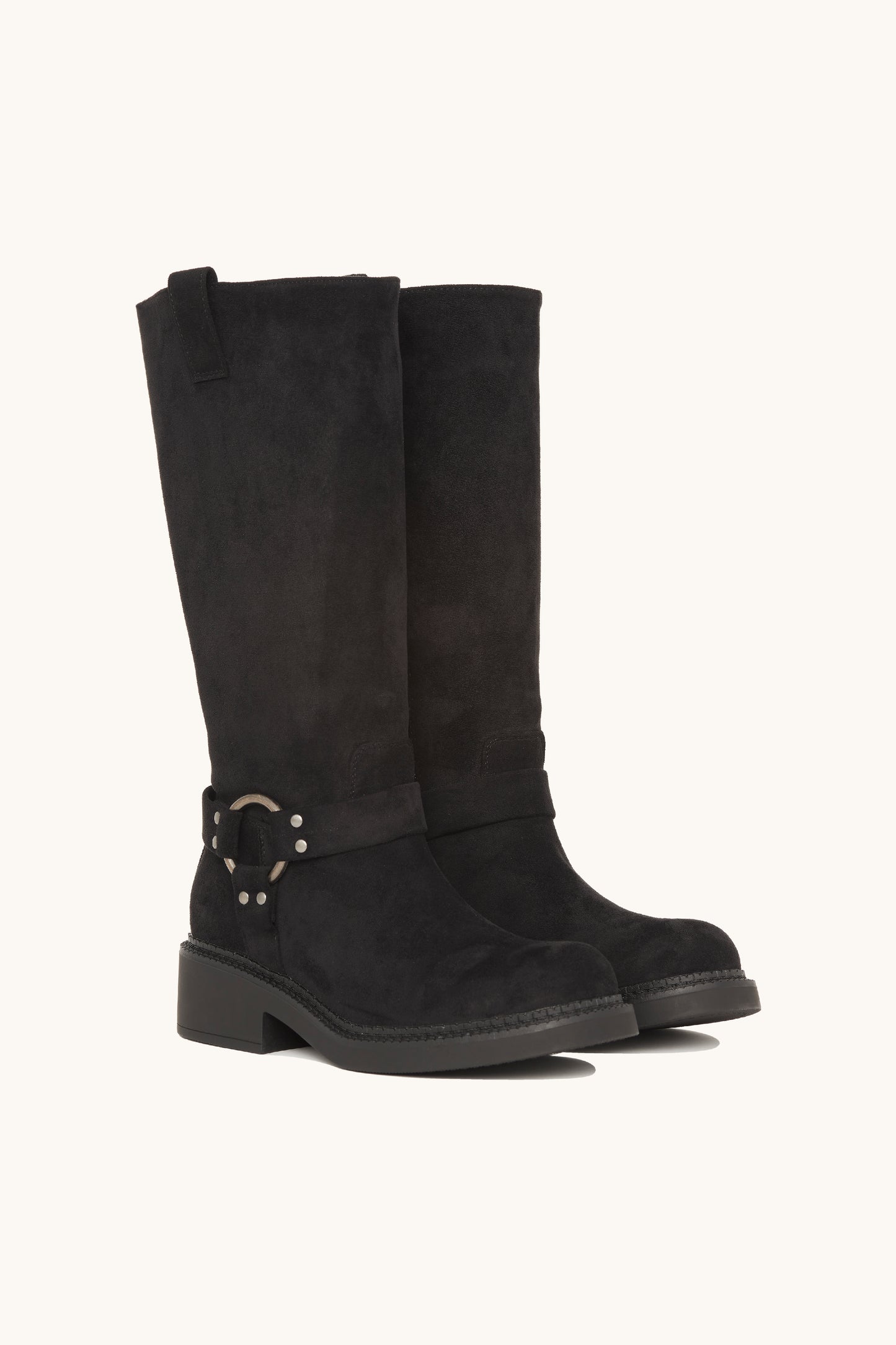 Bottes biker noires en suédine - Bonnie