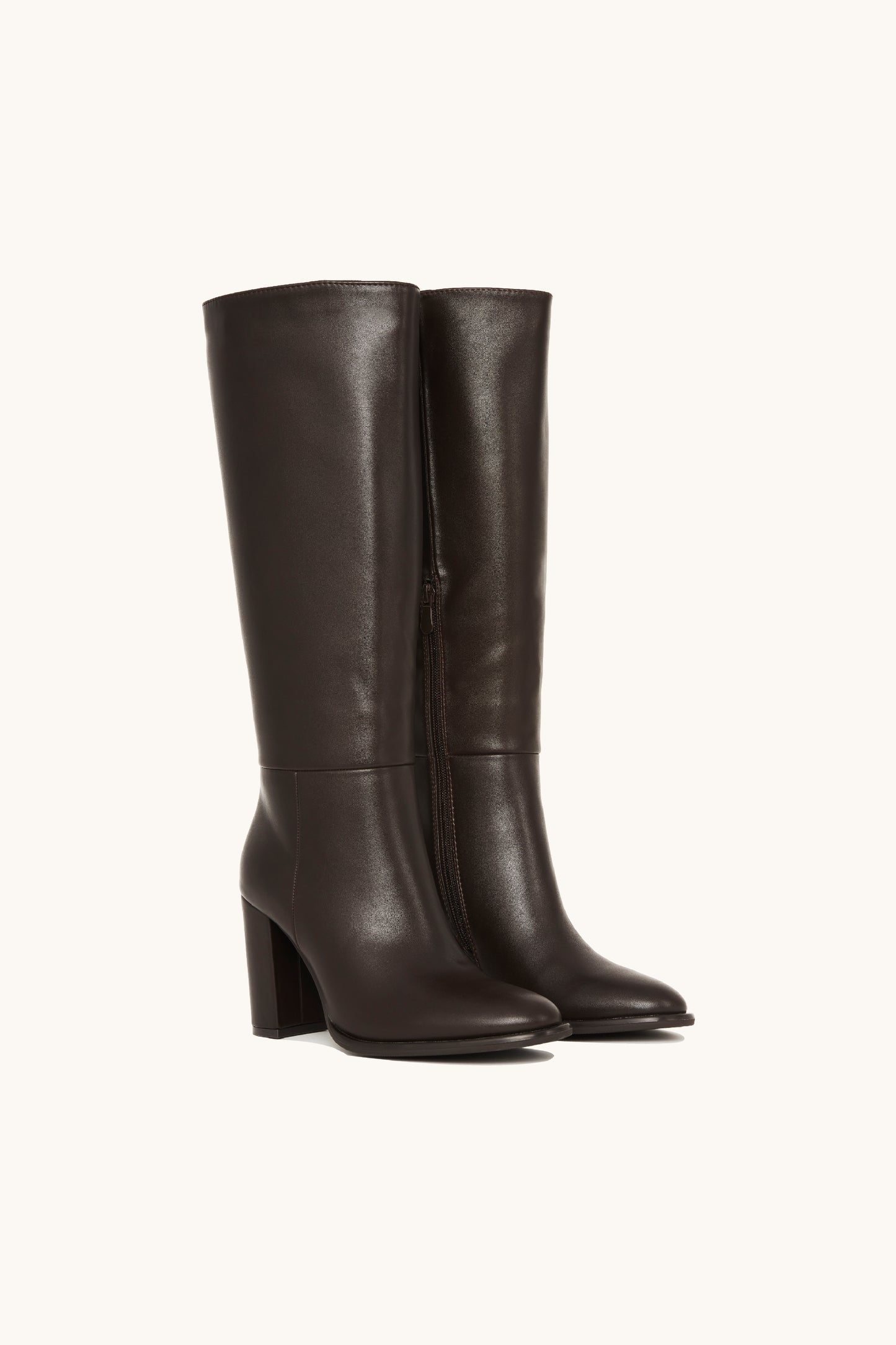 Bottes hautes marrons à talon bloc - Ella