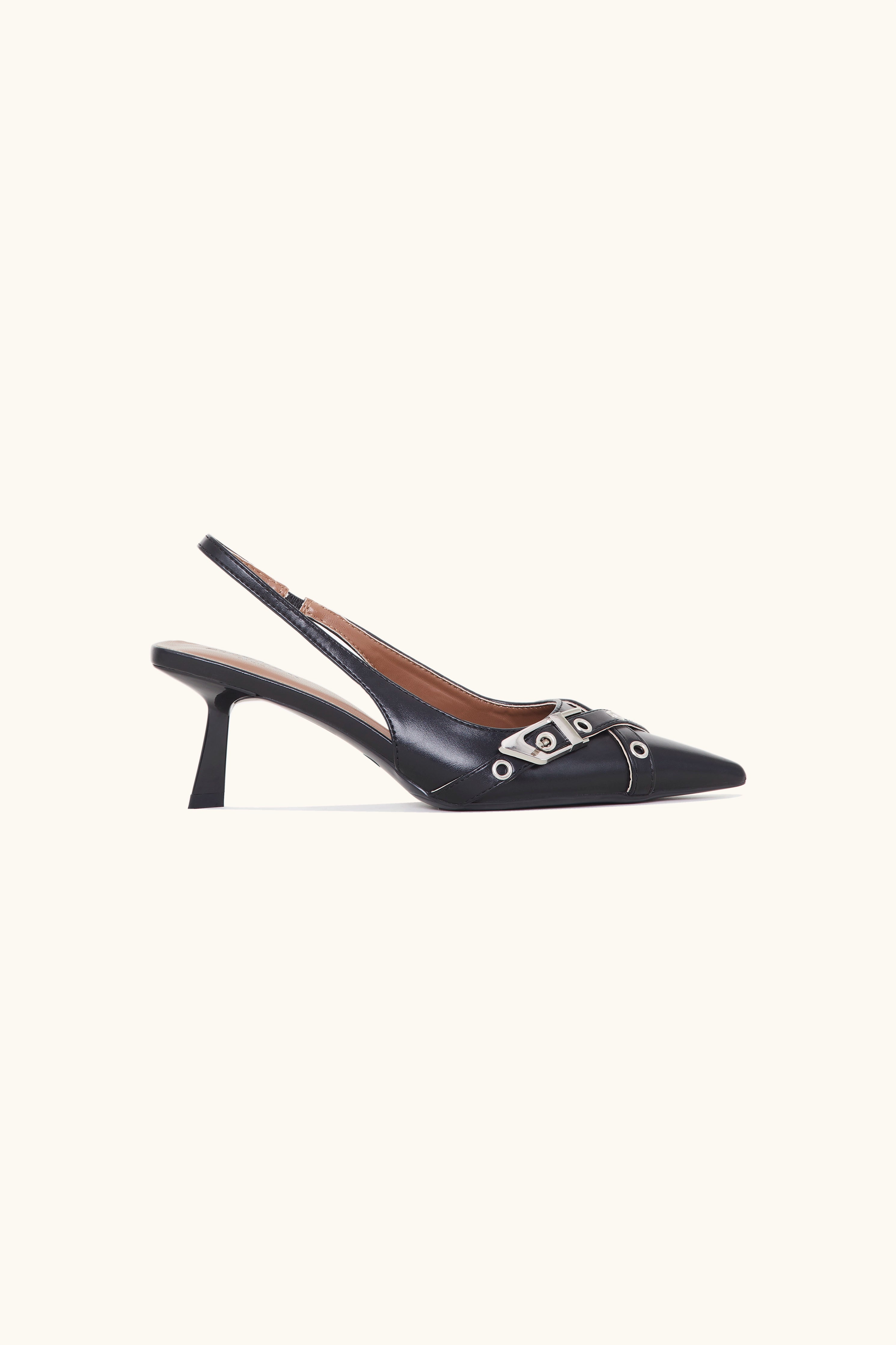 stephan Slingbacks noirs à détails œillets