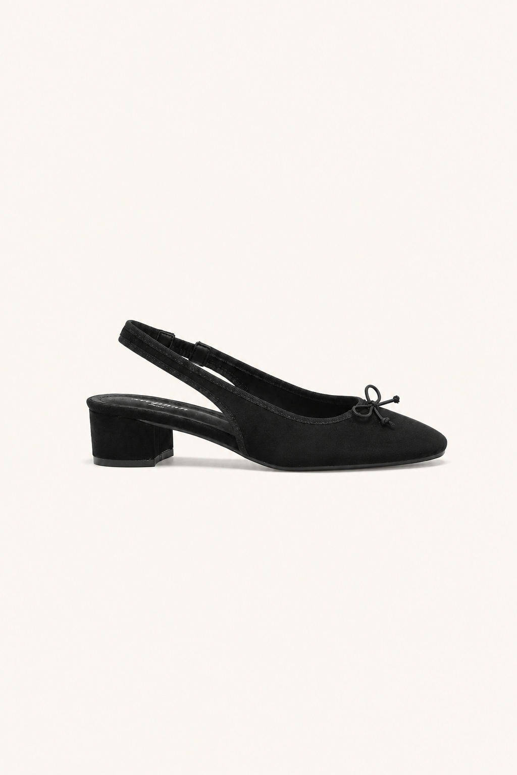 Ballerines slingback noires à petit talon - Anna