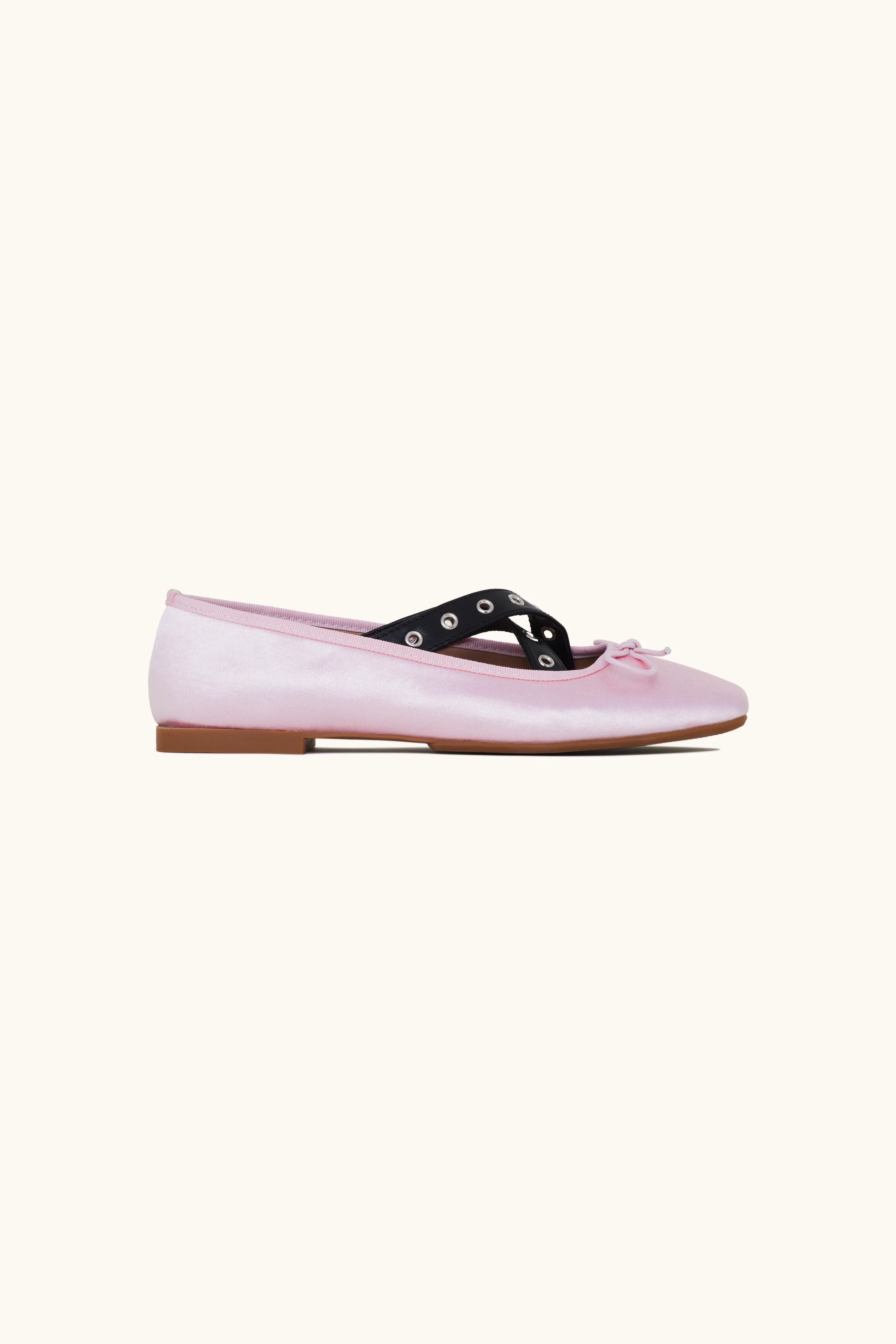 stephan Ballerines à brides croisées et détail œillets rose