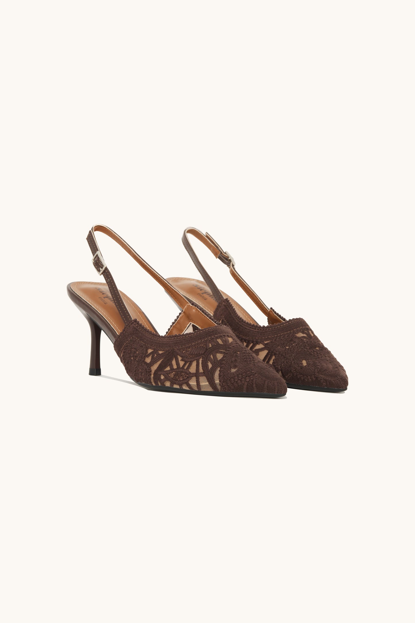 Escarpin slingback dentelle à talon fin  Hailey
