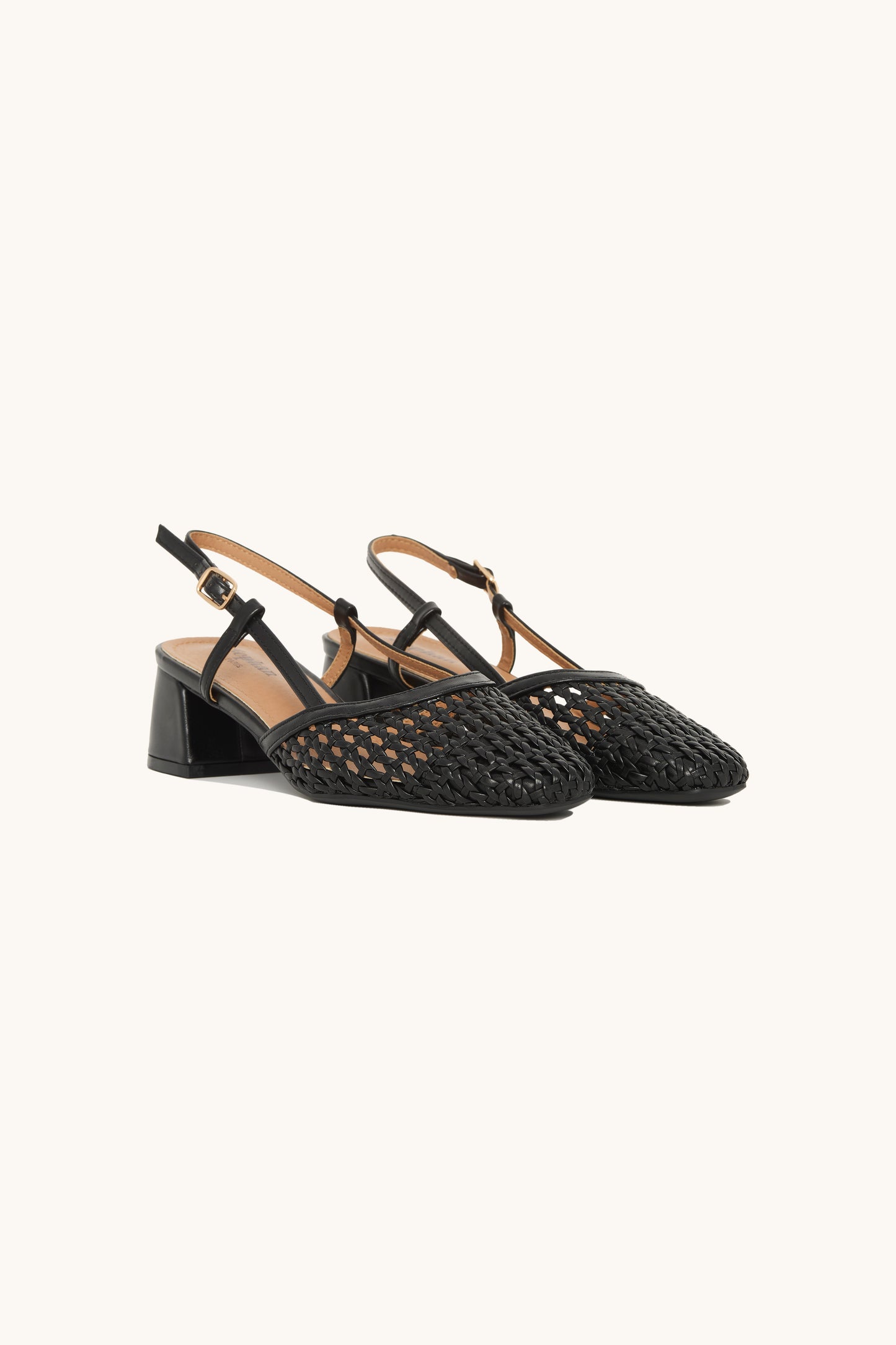 Ballerines slingback tressées à talon bloc - Taylor noire