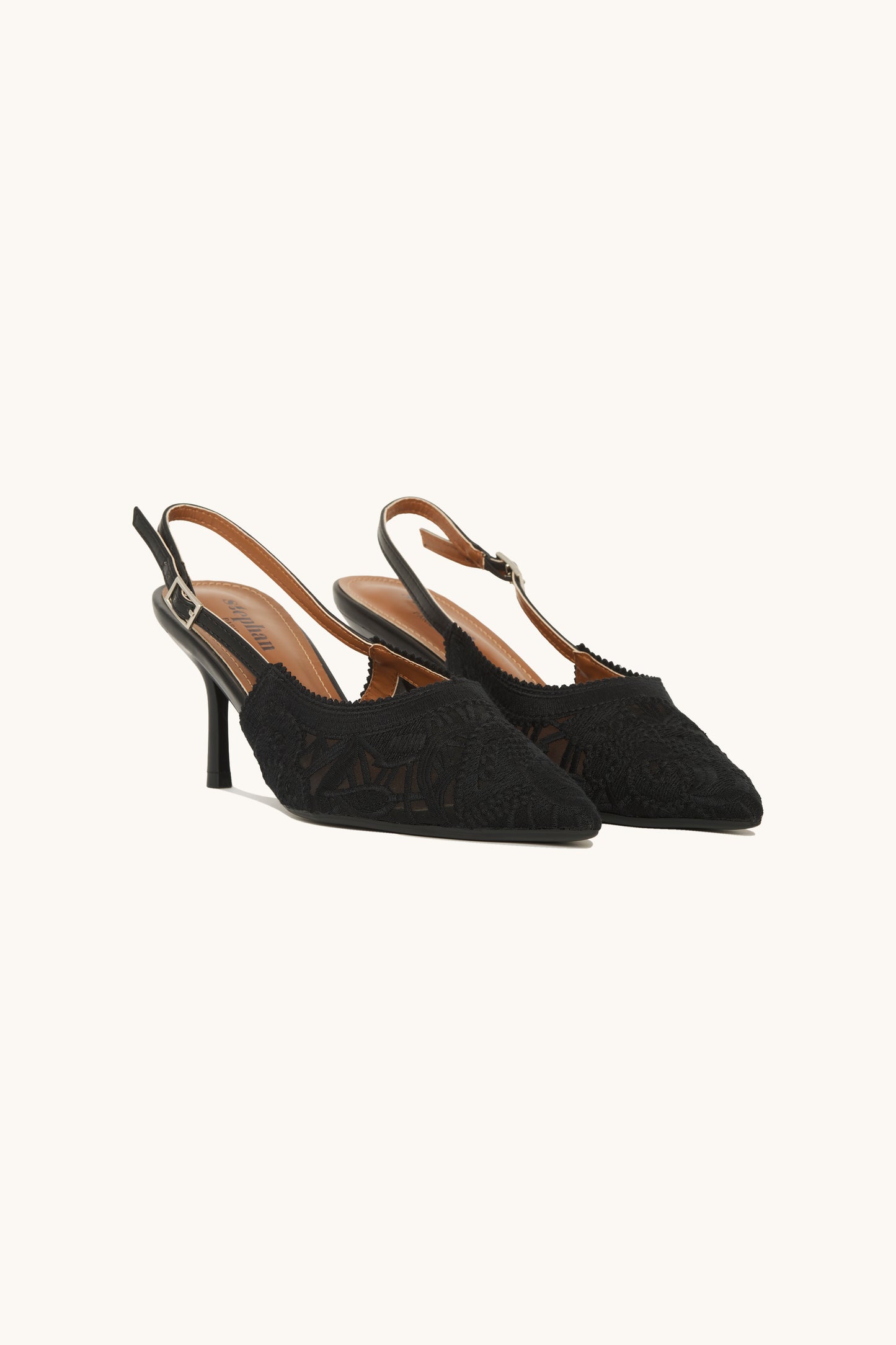 Escarpin slingback dentelle à talon fin  Hailey