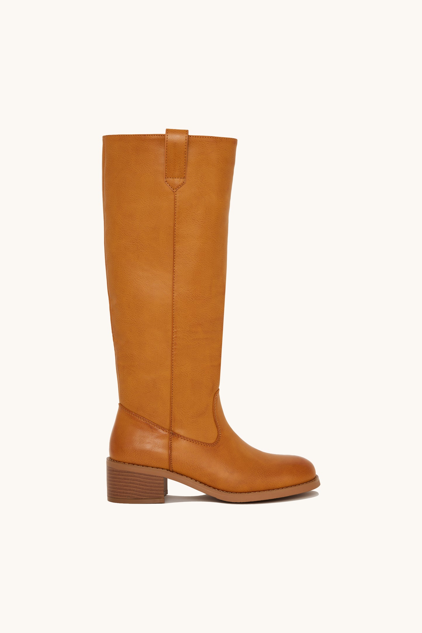 Bottes hautes cavalières rétro en similicuir Jaune