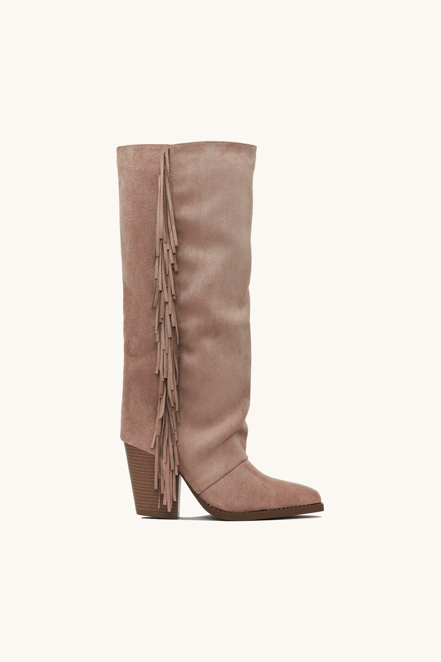 Santiags hautes à franges en suède khaki