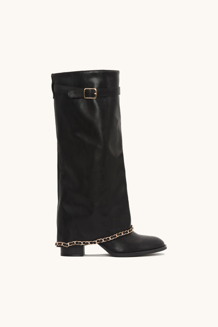 Bottes noires à chaîne dorée