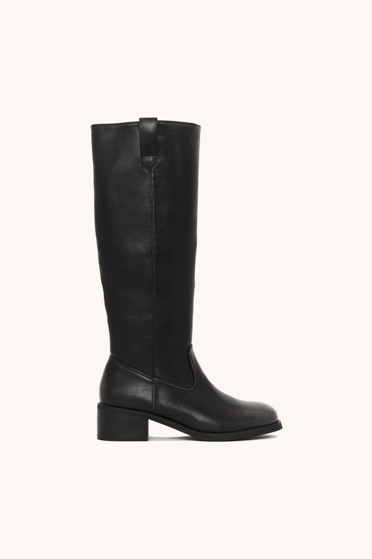 Bottes hautes cavalières rétro en similicuir noires