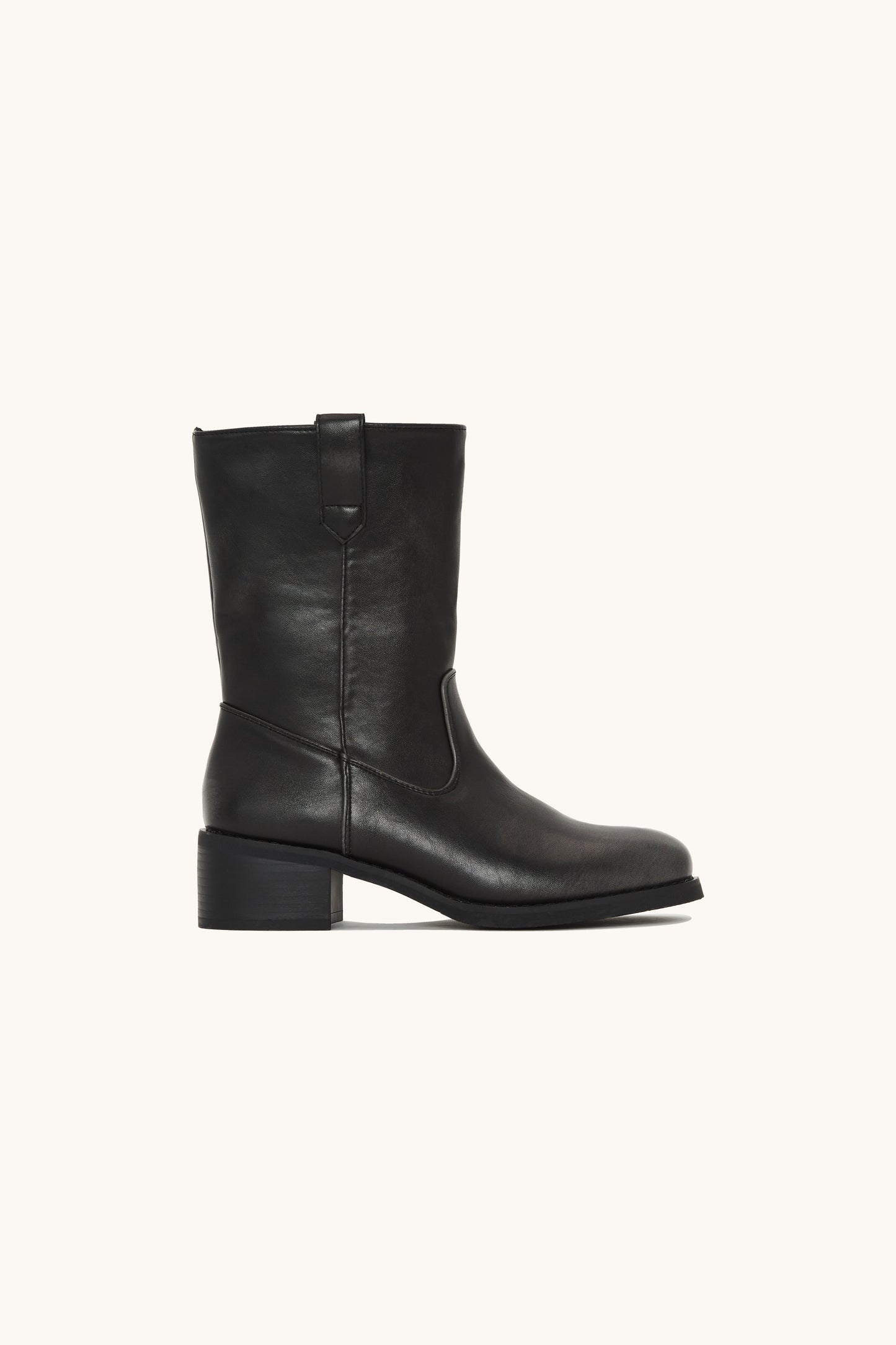 Bottines cavalières mi-hautes en similicuir noir