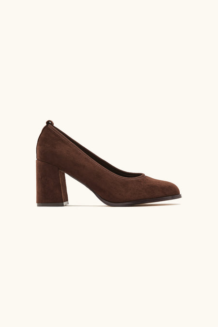 Escarpins suédine à talons bloc marron