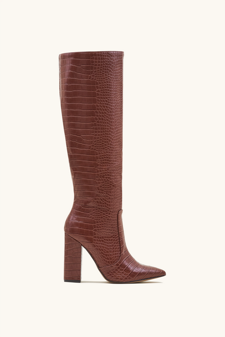 Bottes à effet croco camel