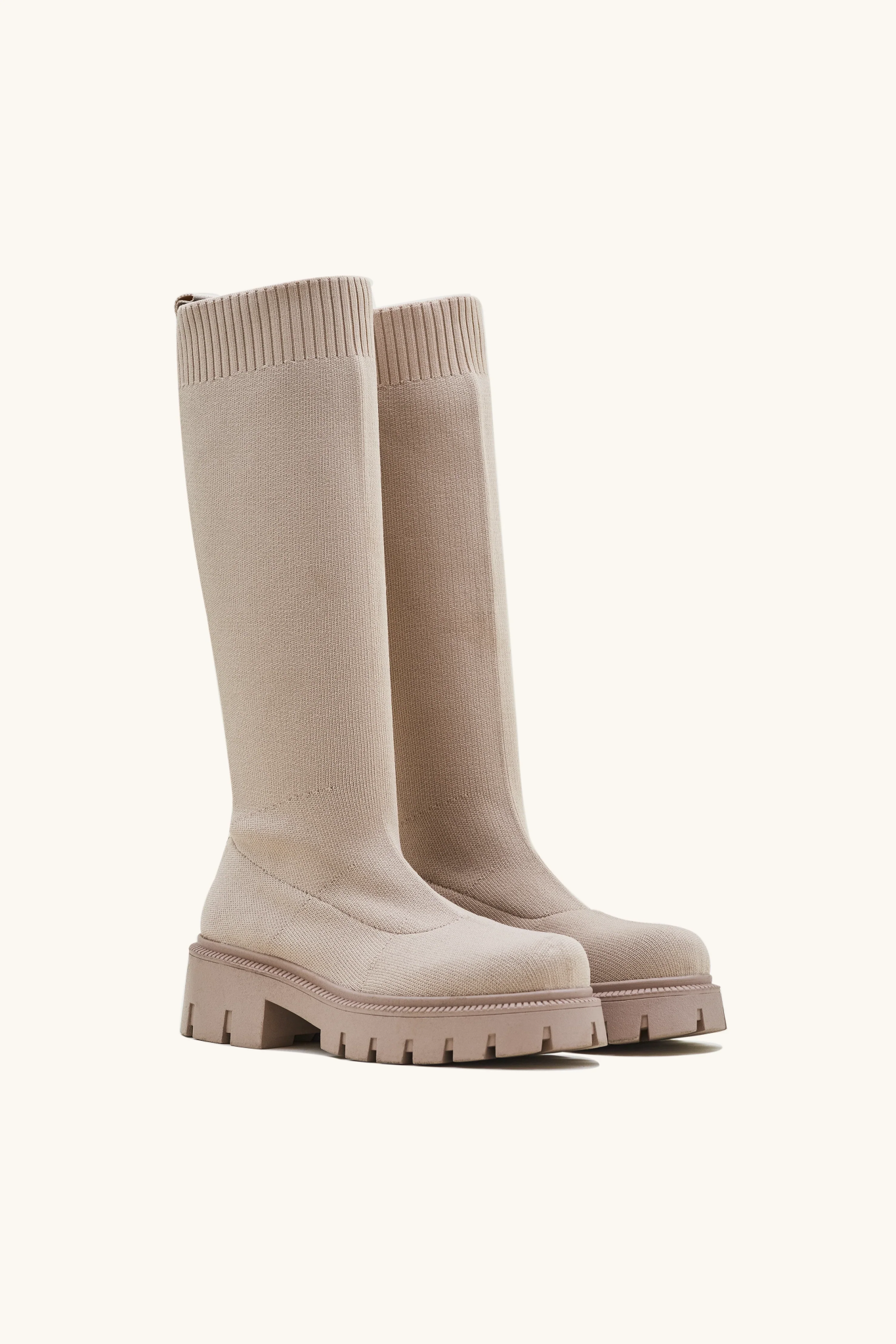Bottes top chaussettes beige