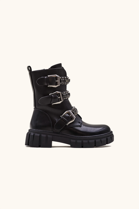 Triple boots with black rhinestones